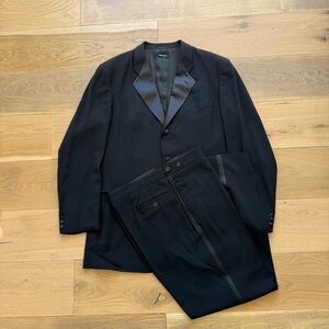 Giorgio Armani Black Tuxedo with Satin Notched Lapels
